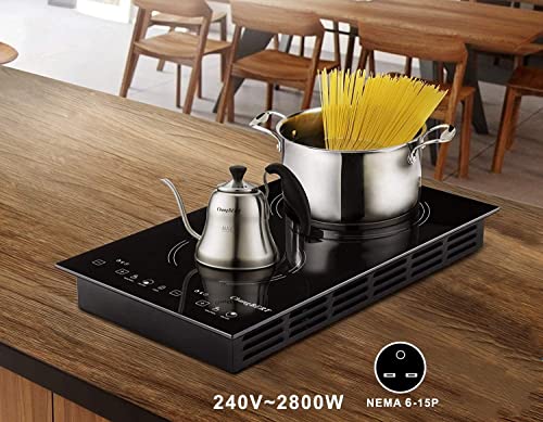 Changbert Restaurant Nsf Certificated Pro 240V~2800W 12" High End Commercial Food Service Equipment Built In/Countertop Professional Double Burner Dual Induction Cooktop #TOP4