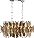 Eurofase 31892-018 40.5" Long Vienna Glittering Crystal Oval Chandelier with Framed Champagne Crystal and 16 B10 Light Bulbs, Medium, Chrome Finish
