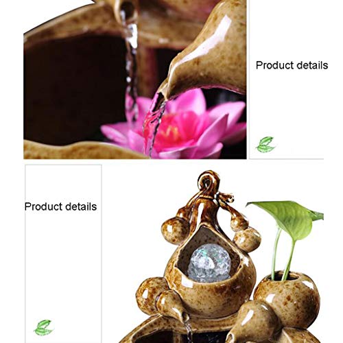 Indoor Fountain Ceramic Creative Minimalistische Modern Feng Shui Wheel Waterval for Office en Home Decoration Desktop Fountain Vijverfonteinen (Color : F) - Image 4