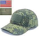 KUFORES Russian Camo Baseball Cap American Flag Patch USA Tactical Operator Army Military Style Adjustable Sun EMR Camo Hat Trucker Caps for Hiking Camping Hunting Shooting