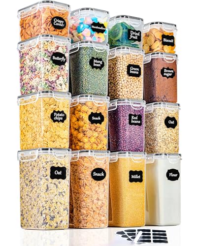 GoMaihe Boite de Rangement Cuisine Lot de 16, Bocaux Hermetiques Alimentaires en Plastique Scellée...