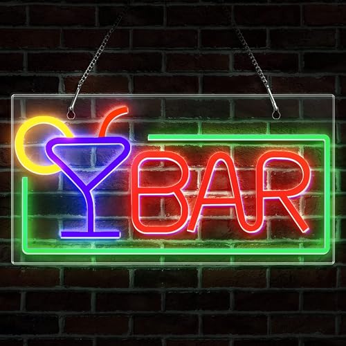 JEMESI Neon Bar Sign, USB Powered Bar Neon Sign, Bright Bar Neon Light Sign with Hanging Chain, Led Signs for Home Pub Party - Image 2