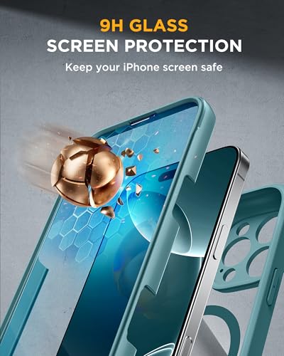Image of Miracase Magnetic for iPhone 16 Pro Case Full-Body Phone with Built-in Glass Screen Protector, [Compatible with MagSafe] Military Drop Proof 16 Pro Cover Bumper 6.3 inch, Green