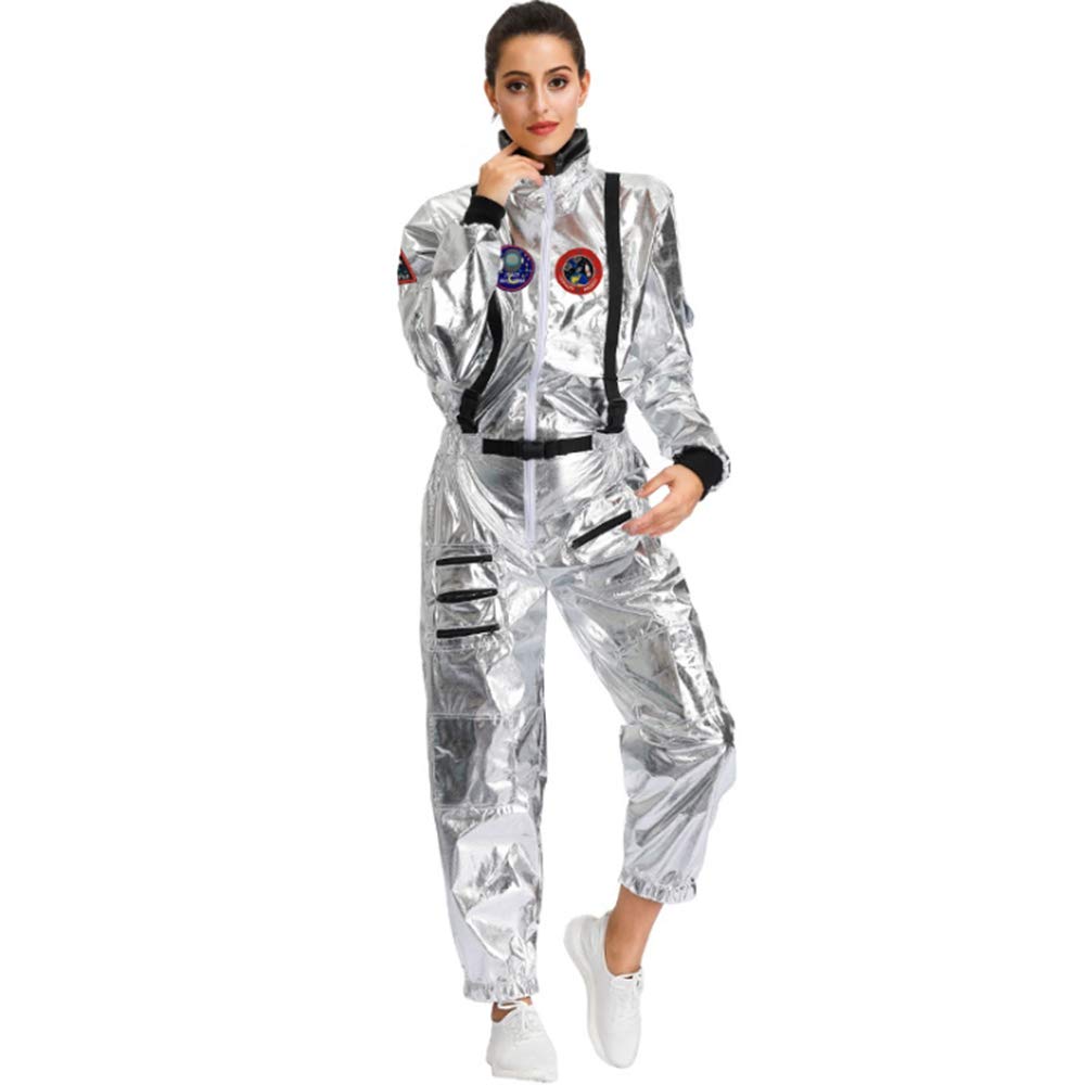 LumeMerySpaceman Costume Astronaut Role-Play Costume Set Women Man Couple Space Uniform Jumpsuit Halloween Outfit Fancy Dress Cosplay Suit
