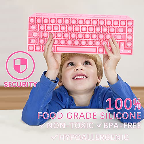 1Pc Push Pop Fidget Toy Push Pop Keyboard Bubble Fidget Sensory Toys Autism Stress Reliever Bubble Pop Toys For Kids And Adults Jumbo Push Pop Bubble Fidget Sensory Toy(Pink) #TOP4