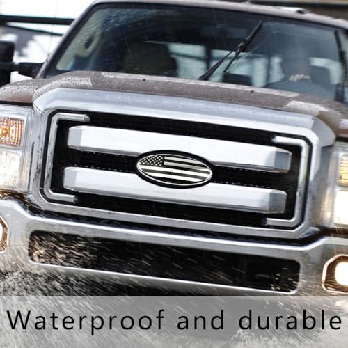 Lecctso Front Grille American Flag Emblem for Ford, Tailgate Emblem, Silver Rear Tailgate Flag Badge, Exterior Accessories Decor Overlay Flag Oval Emblem Protector Decoration Decal Fit F150 F250 F350 - Thumbnail 6