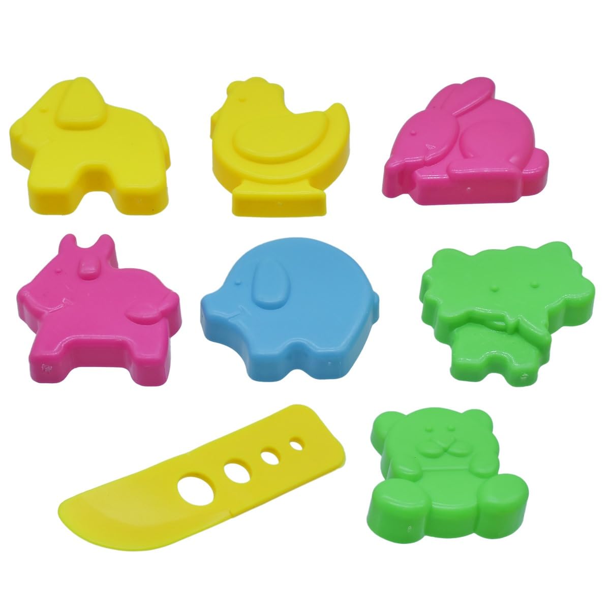 Aadya Crafts Animal Shaped Clay Mould Set, 9 Pieces, Plastic, Non-Toxic, for Kids, with Scraper Tool, 4x4 cm Each, CN-09