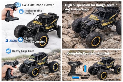 Image of Remote Control Car for Kids with Mist Smoke Effect 2 Wd Monster Truck Rock Crawler Climbing Rc Toy Vehicle Car for Boys and Girls Random Colour