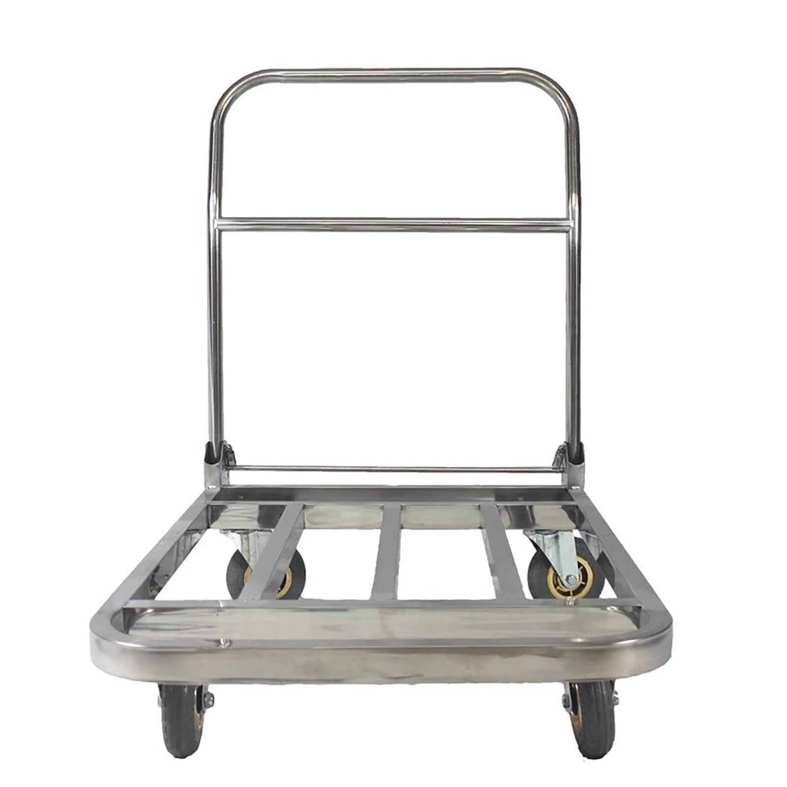 Carretilla de mano plegable con tubo cuadrado, plataforma de acero inoxidable, carrito de transporte plegable para un fácil transporte (75 x 50 x 90 cm) - Sackkarre resistente para suministros de