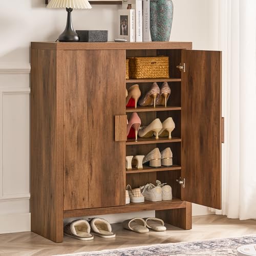 ONBRILL Vantage Shoe Cabinet with Doors & 3 Adjustable Shelves, 6-Tier Morden 24 Pair Shoe Storage Cabinet, 41