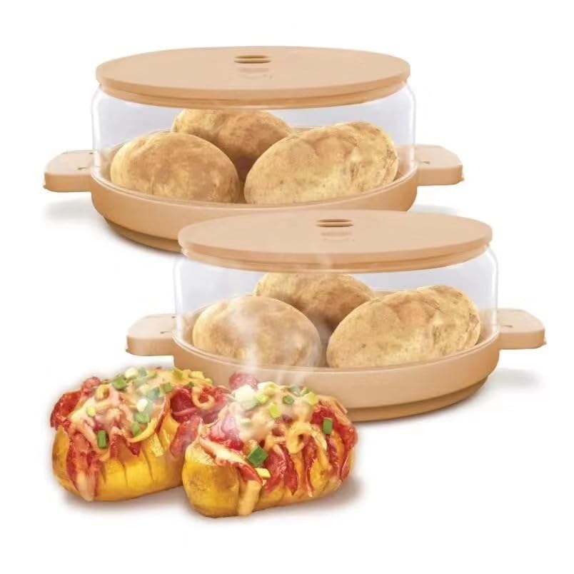 THGILNUS Microwave Potato Baker Set (2-Pack) - Steam Cook Perfect Potatoes in Minutes for Family Meals | Dishwasher Safe & Easy Cleaning