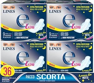 Lines è Extra Nacht Damenbinden mit Flügeln, 36 Stück