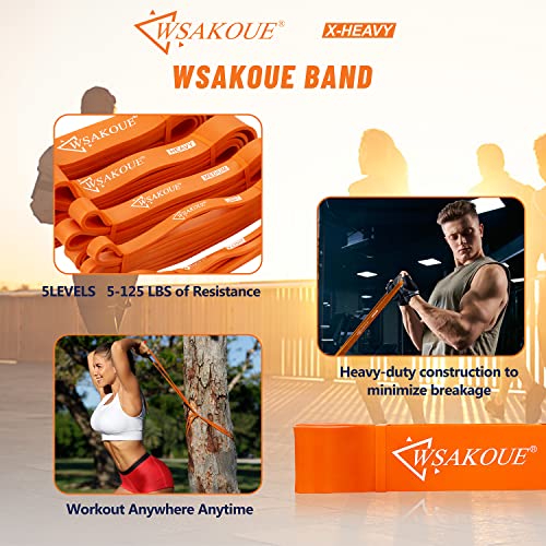 2022 New Wsakoue Pull Up Bands, Resistance Bands, Pull Up Assist Band Exercise Resistance Bands For Body Stretching, Powerlifting, Resistance Training (Orange-Set Of 5) #TOP2