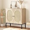 Idealhouse rattan buffet cabinet storage cabinet with doors and shelves accent cabinet sideboard wood console cabinet with storage entryway cabinet for living room dining room hallway natural  urban country home decor