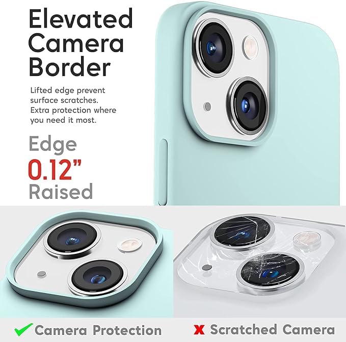 Image of Compatible with iPhone 15 Silicone Case, Slim Shockproof Protective Cover, Drop Protection and Camera Protection, MagSafe Compatible, Soft Microfiber Lining Inside (Seafoam)