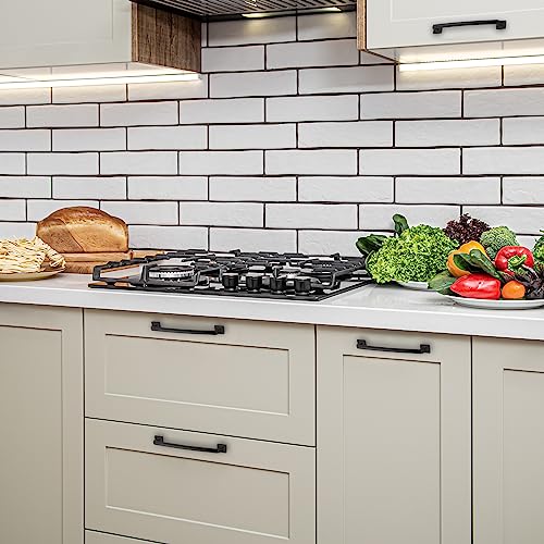 Image of Ravinte Matte Black Square Foot Arch Cabinet Pulls 7-1 /2 Inch 20 Pack