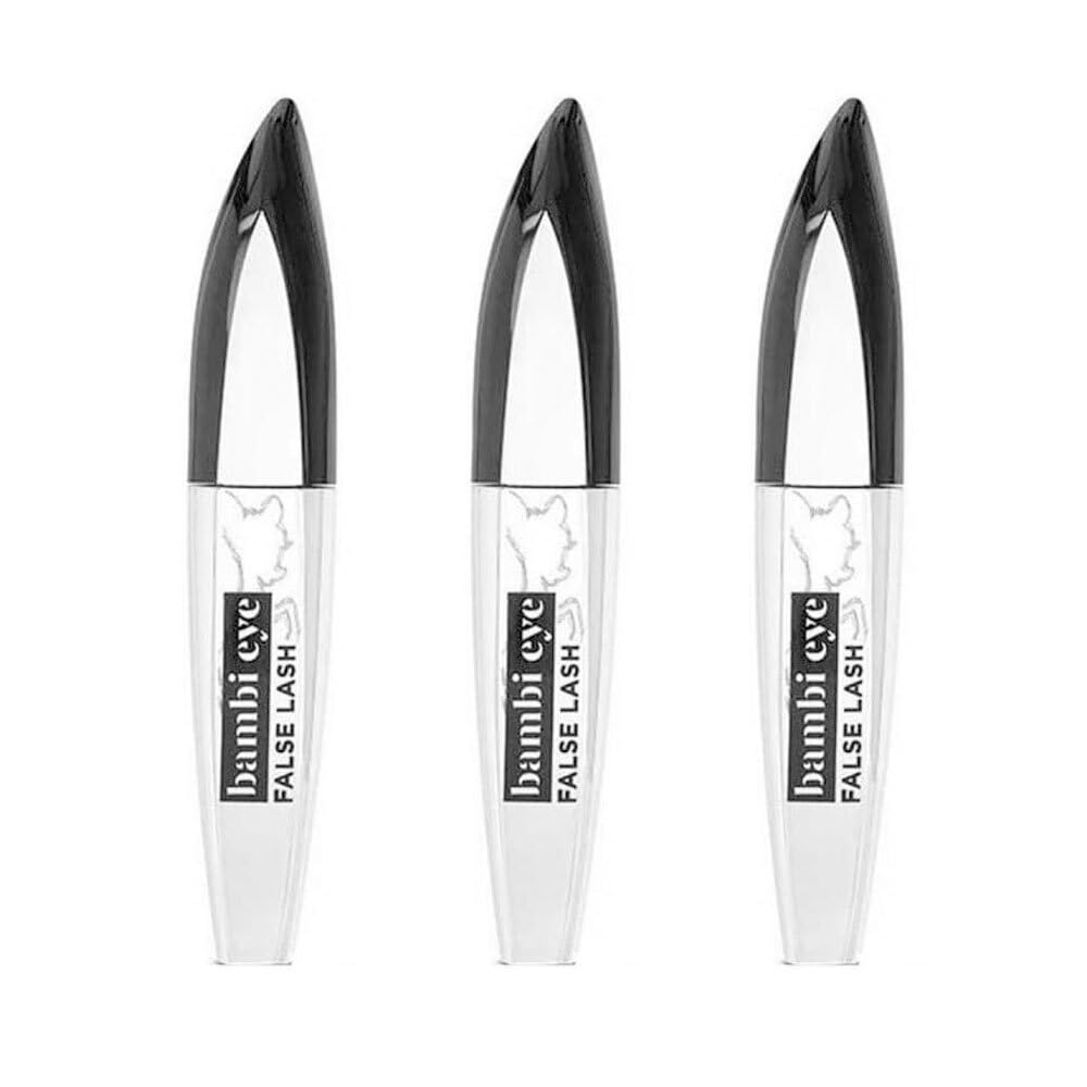 3 x L'Oreal Paris False Lash Bambi Eye - Máscara de pestañas (8,9 ml), color negro