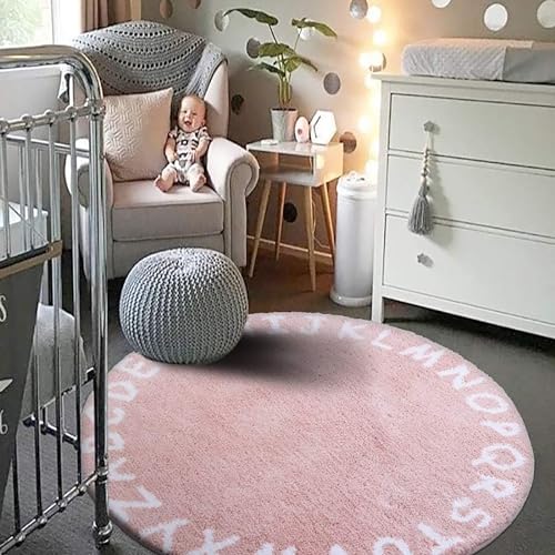 Lahome Pink Round Rug for Girls Bedroom - Image 2