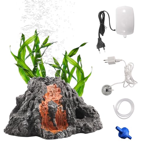 Begonia Aquarium Vulkan Dekorationen Set, Aquarium Ornamente mit LED Bubble Light, Aquariums Ornament Fisch Tank Decor, Fisch Tank Zubehör (Einschließlich Luftpumpen) Begonia Aquarium Vulkan Dekorationen Set, Aquarium Ornamente mit LED Bubble Light, Aquariums Ornament Fisch Tank Decor, Fisch Tank Zubehör (Einschließlich Luftpumpen)