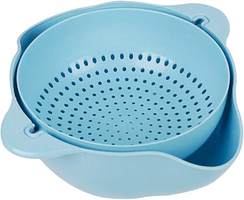 Cabilock Cesta de drenaje multifunción para cocina, colador de frutas para fácil lavado de verduras, diseño de plástico, estilo elegante hueco para