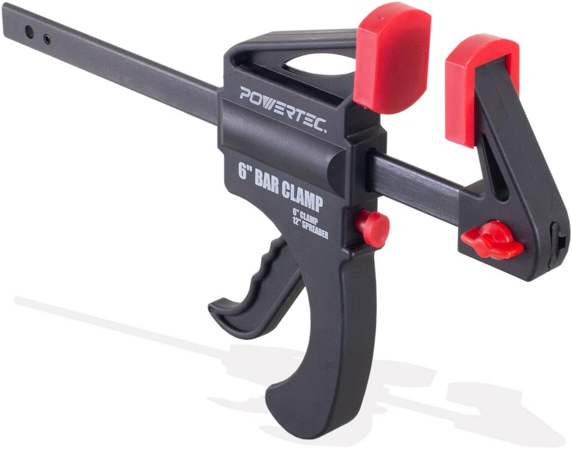 POWERTEC 6" Bar Clamps/Spreaders 32 Pack, Trigger & Ratchet Quick Grip Clamps for Woodworking, Gluing & DIY Projects
