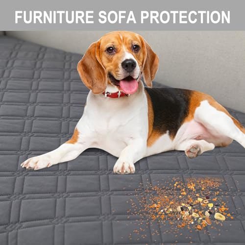 Image of Genina L Shape Couch Cover, Sectional Couch Chaise Covers, Waterproof Washable Sofa Covers for Left L Shape Chaise Lounge, Anti-Slip Sofa Slipcovers for Dogs Cats Pet Friendly(Dark Grey)