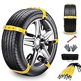 Snow Tire Chains, Tire Chains for Passenger Cars Pickups Trucks, 10PCS Anti Skid Traction Mud Chains, Universal Adjustable Anti Slip Security Chains