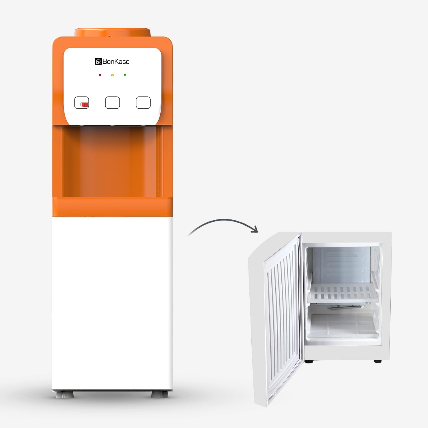 Sponsored Ad - BonKaso Hot, Cold and Normal Water Dispenser with Refrigerator Orange/White, 5L