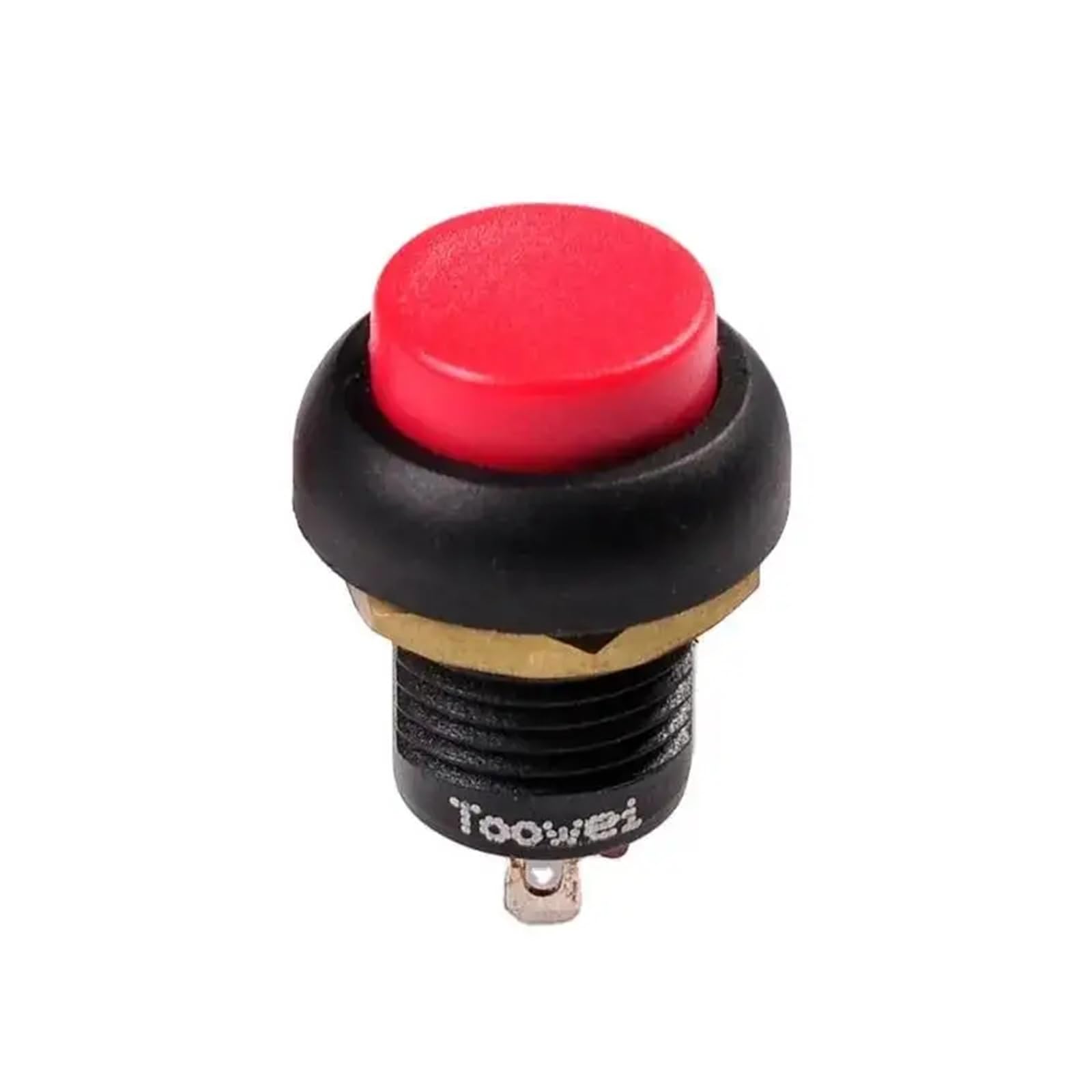 12 mm, biały/czarny, podwyższony przełącznik przyciskowy z płaską głowicą, z tworzywa sztucznego, do kierownicy motocykla, 1 sztuka (zielony, zatrzaskowy)