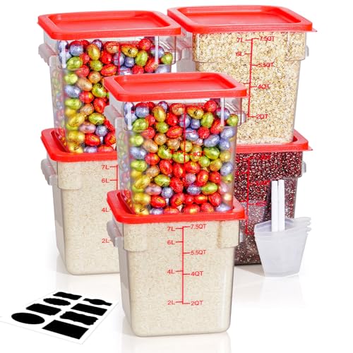 Image of 8QT 6PCS NSF Commercial Clear Food Storage Containers with Lids(RED)