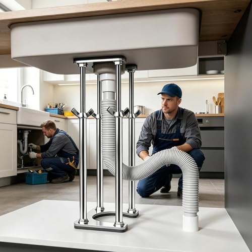 Support montage évier sous plan réglable sans perçage pour vasque de cuisine