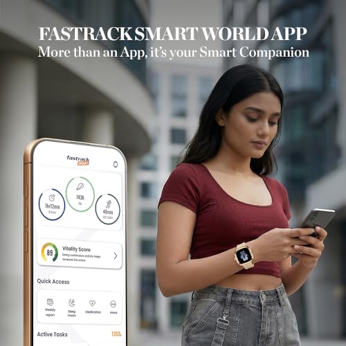 Image of Fastrack Ryz Smart Watch for Women, 1.72 inch Super Ultra VU Display,Dynamic 60Hz Refresh Rate,AI Voice,Functional Crown,1ATM,BT Calling,HRM,SpO2 & Multiple Menu Styles,24 /7 Health Suite - Ivory White