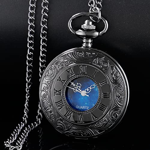 Image of Tiong Roman Numerals Scale Quartz Pocket Watches with Chain Christmas Graduation Birthday Gifts Fathers Day