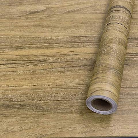 Fantasnight Sticky Back Plastic Brown Wood Oak Effect Self Adhesive Vinyl Peel and Stick Wallpaper 40cmX300cm Waterproof Vinyl Film Decorative Furniture Stickers for Wardrobe Wall Countertop DIY Cover