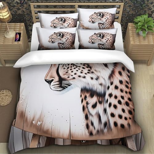 Housse couette guépard 140x200 parure lit microfibre hypoallergénique