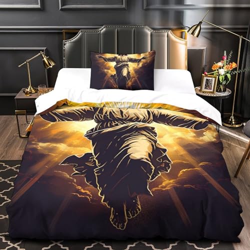 Housse de couette Jésus 135x200cm en microfibre hypoallergénique pour stopper les allergies de nuit - 4