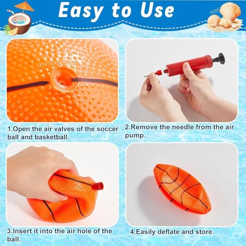 40in Pool Basketball Pool Game Set Inflatable Water Soccer Polo Game 2-in-1 Poolside Floating Summer Swimming Sports Toy for Kids Teens Includes 2 Balls and Pump for Beach Yard Indoor Outdoor by Justforjoyful - Image 4