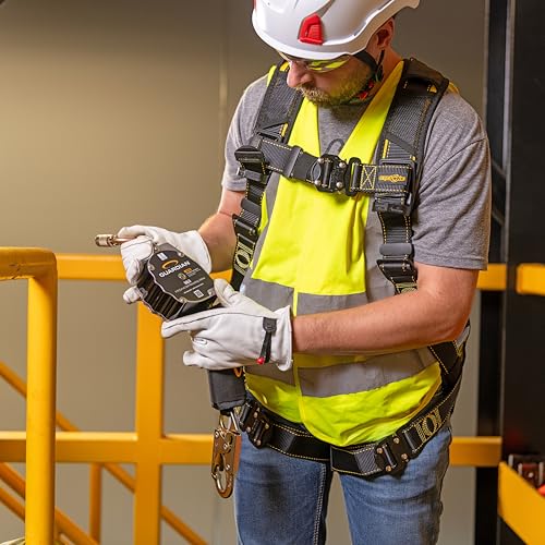 Image of Guardian 10900 Halo Web Personal Self Retracting Lifeline (SRL) | 11 ft | Carabiner Included | Swivel Top | Steel Snap Hook | Class 1 | ANSI and OSHA Compliant