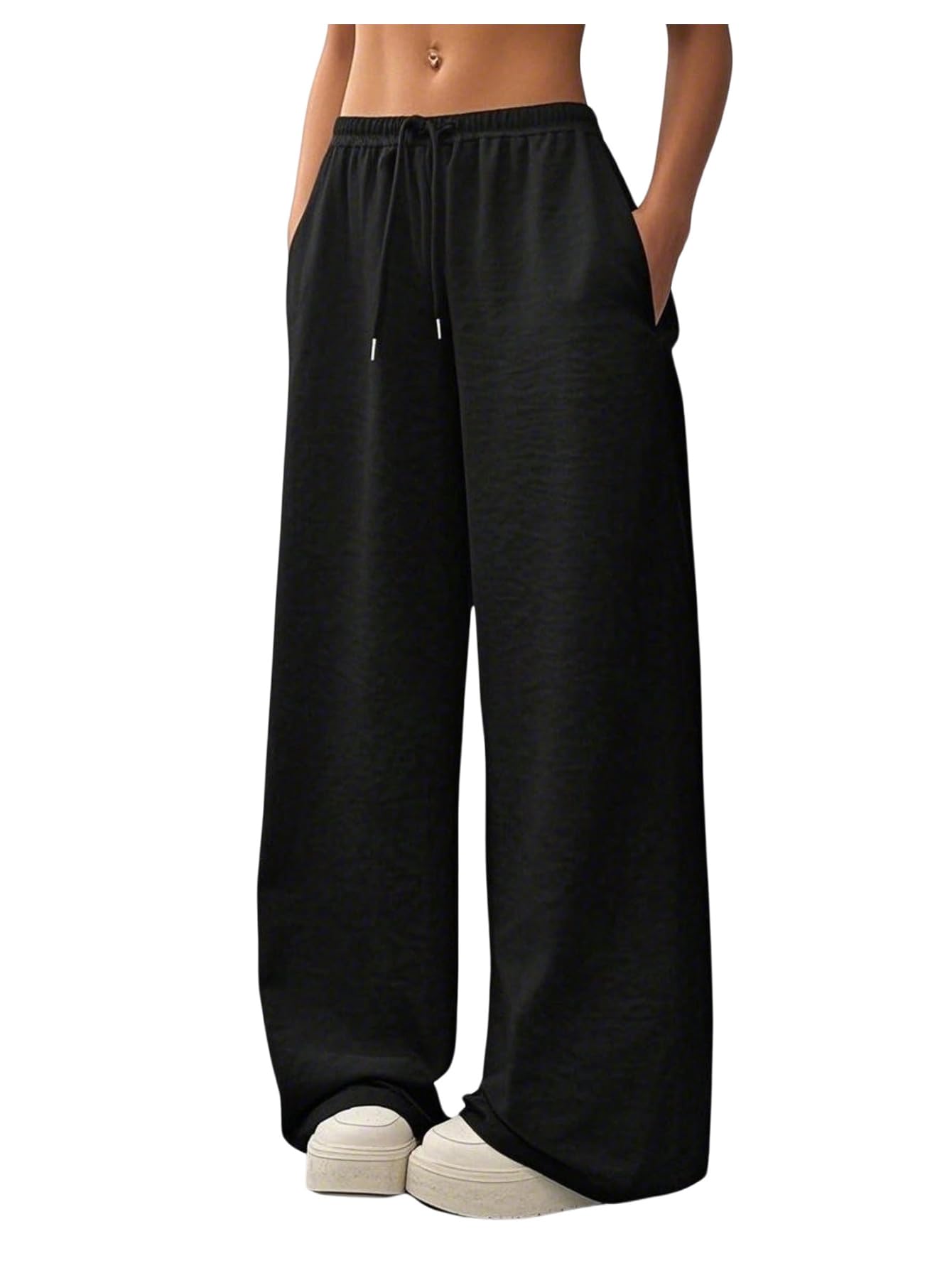 SweatyRocks Womens Baggy Sweatpants y2k Drawstring Low Waist Straight Leg Lounge Long Trousers