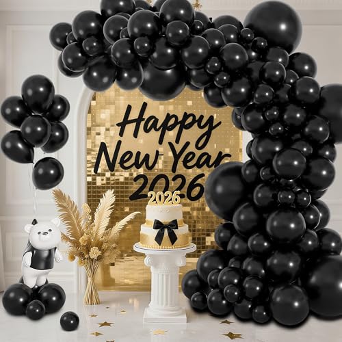 Ouddy Life 164Pcs Black Balloons Different Sizes 18" 12" 10" 5" - Matte Black Latex Balloon Garland Arch Kit for Halloween Birthday Party Wedding Bridal Baby Shower Anniversary Graduation Decorations - Image 5
