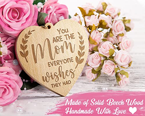 Mothers Day Gifts From Daughter Son Mom Gifts Mom Picture Frame, Rotating Picture Frame For 4X6 With Warm Heart Pendant For Mom Mother-In-Law Women Mom Birthday Gifts Rustic Wood Double-Sided Display #TOP2