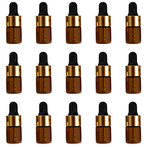 【Rurumi】アロマオイル 精油 小分け用 スポイト キャップ 遮光瓶 セット 茶 ガラス アロマ ボトル オイル 用 茶色 アンバー スポイト付き 瓶 ビン エッセンシャルオイル 保存 詰替え (2ml 15本 セット)