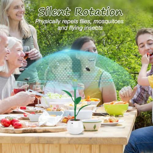 Fly Repeller Food Protection FANDLISS Fly Fans, Foldable Insects Repellent, USB or Batteries Powered, Hangable Holographic Table Fan Repel Flies, for Patio, Terrace, Picnic, BBQ, Party(4 Pack) - Image 4