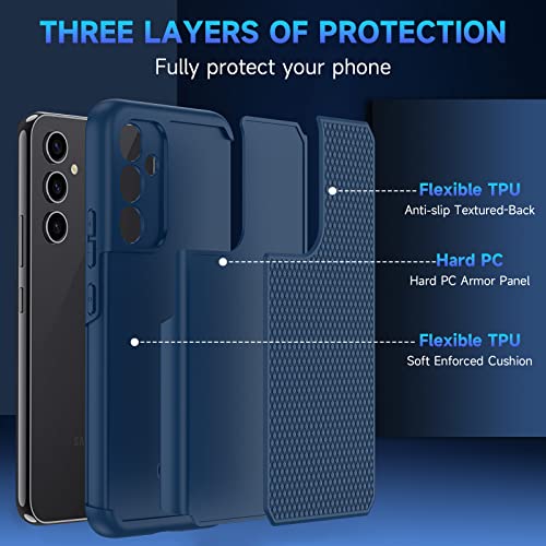 Huness Galaxy A54 5G Case & Tempered Glass Protector - Non-Slip Textured, Camera Protection, Blue #TOP2