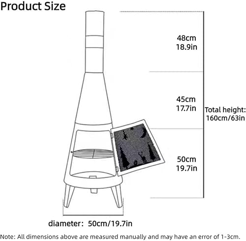 Miniatura 2 de Chiminea moderna chimenea al aire libre con chimenea, hoguera de acero laminado en frío con puerta de malla, chimenea para calefacción y cocina para