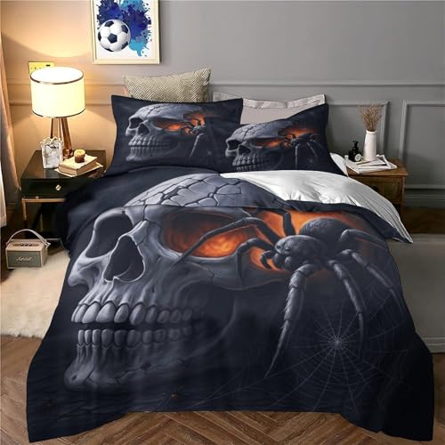 Housse de Couette Crâne Gothique 3D 135x200cm pour Lit Simple - 6