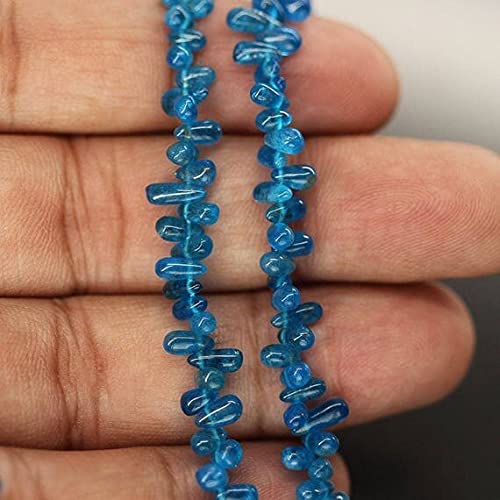 Apatite bleue néon en perles gouttes lisses pour la création de bijoux précieux