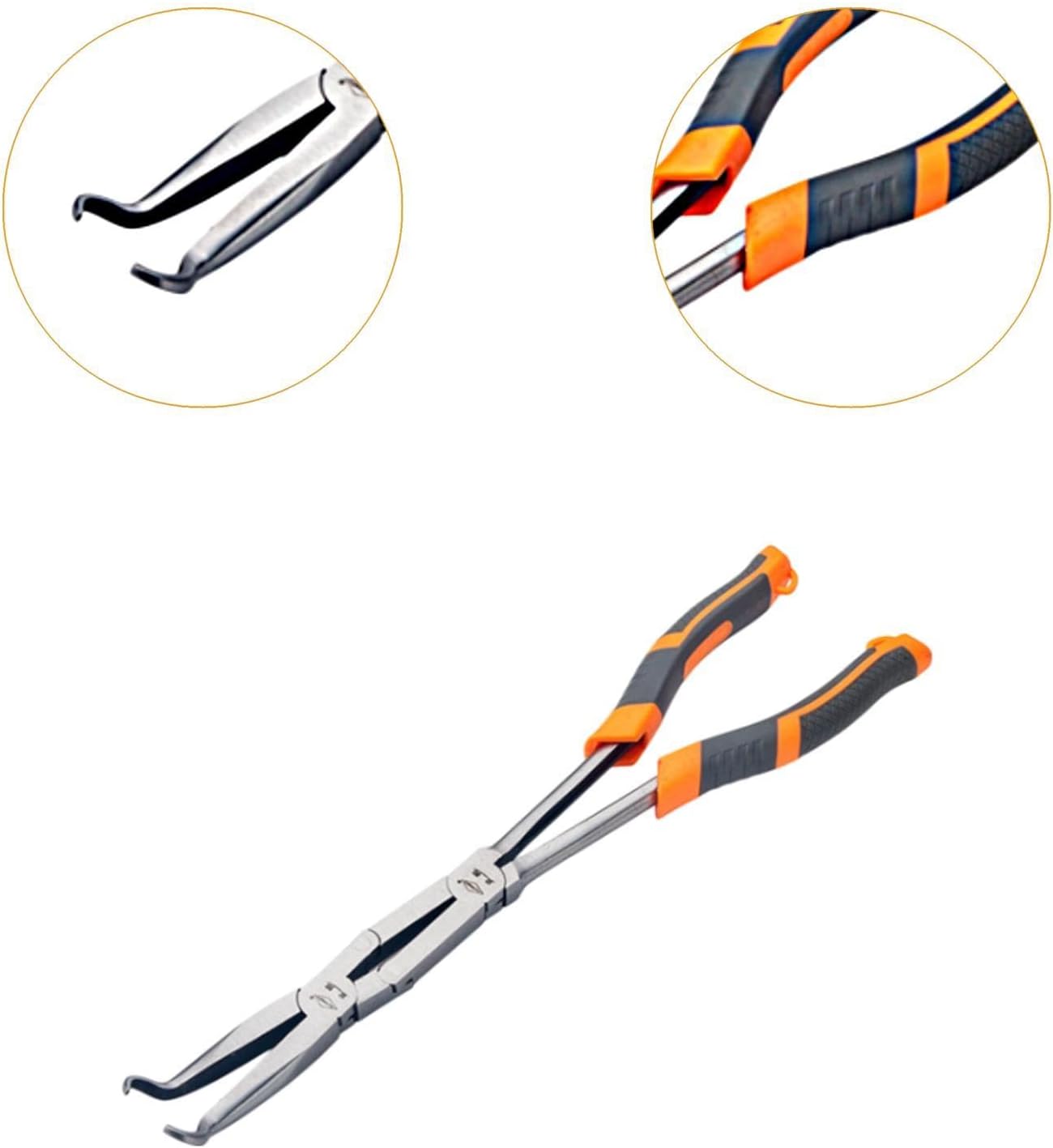 Double Joint Plier Long Handle Plier Long Reach Plier Sturdy for Home Outdoor, 20 Big Circle, Total Length 34cm