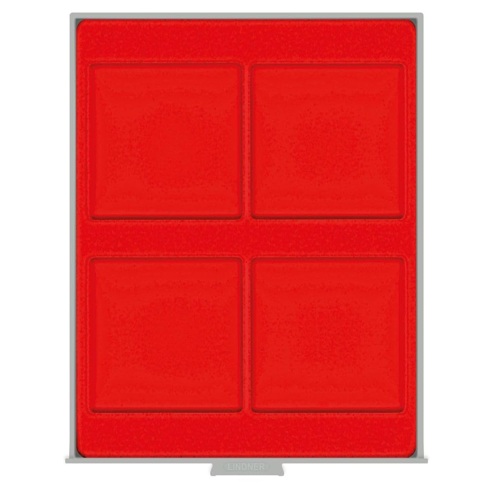 LINDNER Das Original d-Box Standard (estándar) con 4 casilleros Cuadrados 100 x 100 mm para Monedas/medallas y Otros Objetos de colección