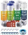 Mysora F9K NSF Certified 1-Year Reverse Osmosis Water Filter Replacement Set Compatible with iSpring RCC7AK, 9-Count for 6-Stage RO System with Alkaline Remineralization Filter, Without RO Membrane
